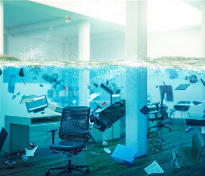 office underwater, floating office furniture